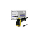 Qoltec 50867 barcode reader Handheld bar code reader 1D/2D Laser Black, Yellow