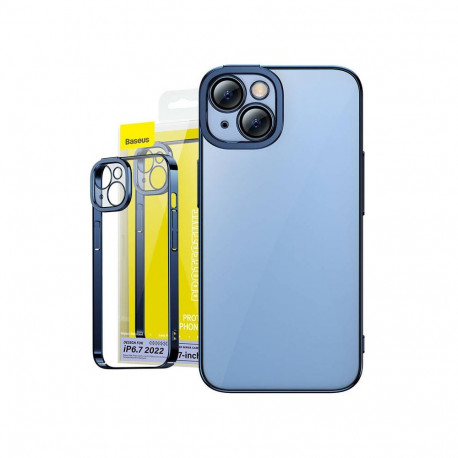 Baseus Glitter Transparent Case and Tempered Glass set for iPhone 14 Plus (blue)