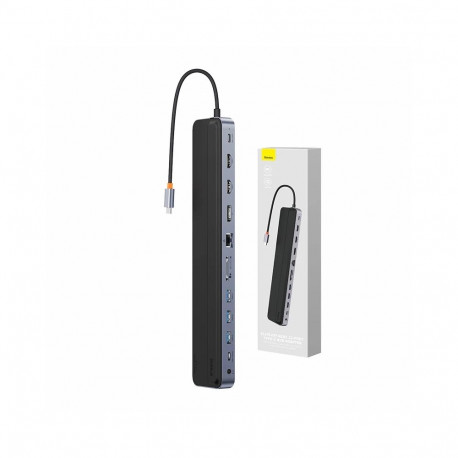 Hub 12w1 Baseus EliteJoy Gen2 series USB-C do 2xHDMI+ 3xUSB 3.0+ PD+ DP+ SD/TF+ RJ45+Type-C+ 3.5mm (