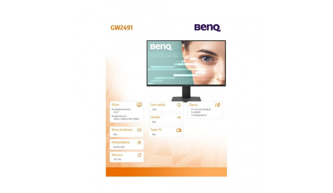 Monitor 23.8 inches GW2491 LED 5ms/100Hz/IPS/HDMI