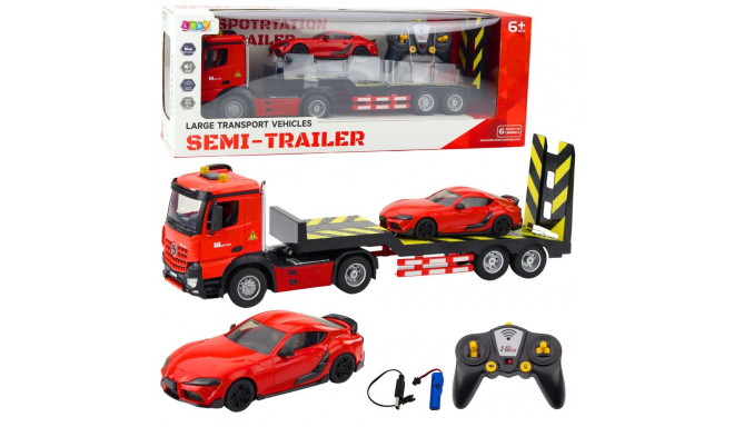 Zestaw Laweta Zdalnie Sterowana RC Auto Sportowe Osobowe Czerwone 1:16