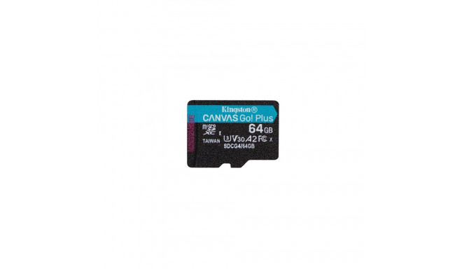 Kingston Technology 64GB microSDXC Canvas Go Plus Gen4 200R A2 U3 Single Pack w/o ADP