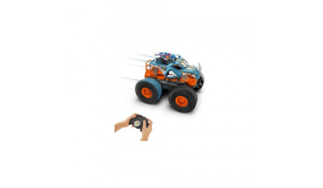 Hot Wheels Monster Trucks HW Transforming Rhinomite RC in 1:12 Scale with 1:64 Scale Toy Truck