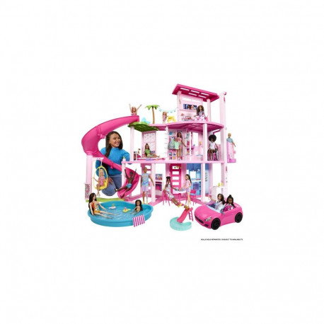 Barbie Dreamhouse Adventures Dreamhouse, 75+ Pieces, Pool Party Doll House with 3 Story Slide