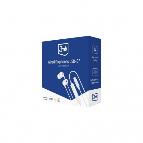 3MK Wired USB-C Headset In-ear Calls/Music USB Type-C White