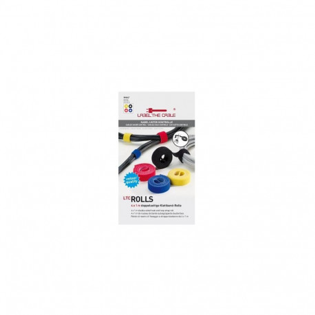 Label-the-cable ROLLS cable tie Velcro Black, Blue, Red, Yellow 4 pc(s)
