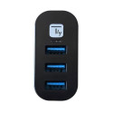 Techly IUSB3-HUB3-ROTB interface hub USB 3.2 Gen 1 (3.1 Gen 1) Type-A 5000 Mbit/s Black