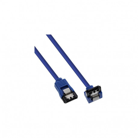 InLine SATA 6Gb/s Round Cable blue angled 90° with latches 0.15m
