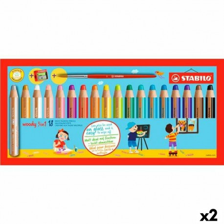 Colouring pencils Stabilo Multicolour 18 Pieces (2 Units)