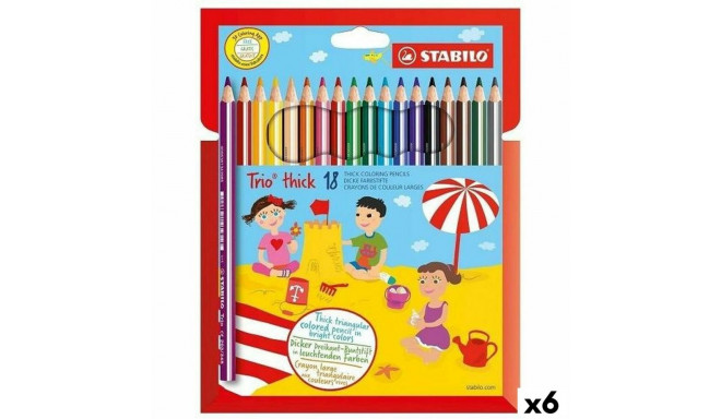 Värvilised pliiatsid Stabilo TRIO THICK Mitmevärviline 18 Tükid, osad (6 Ühikut)