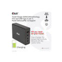 CLUB 3D TRAVEL CHARGER 132W GAN TECHNOLOGY FOUR PORT USB TYPE-A AND -C POWER DELIVERY PD 3.0 SUPPORT