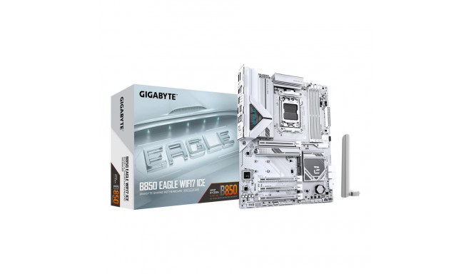Gigabyte emaplaat B850 EAGLE WIFI7 ICE AMD Ryzen 9000 seeria, 8+2+2 faasi digitaalne VRM, kuni 8200M