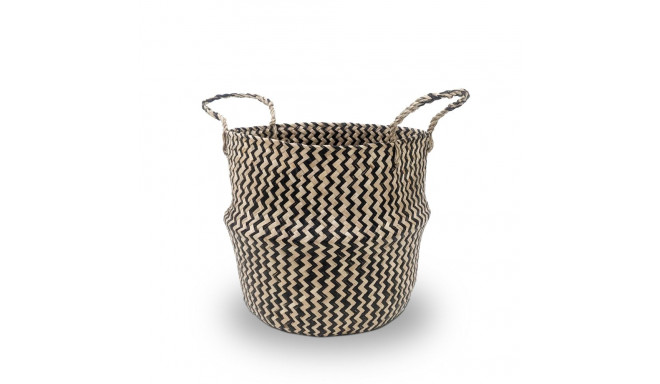 BASKET WITH HAND 30X30X30CM SEAGRAS/BLCK