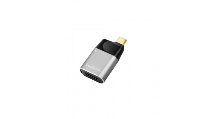 LogiLink USB 3.2 Gen2 Type-C adapter, C/M to HDMI-A+USB-C, 4K, PD, alu, black/grey