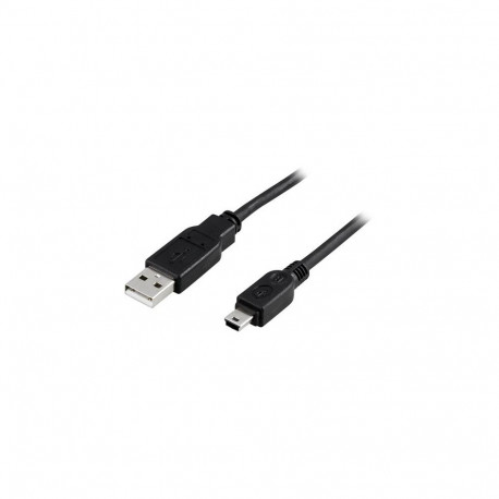 Deltaco USB-26S USB cable USB 2.0 2 m USB A USB A/Mini-USB B Black