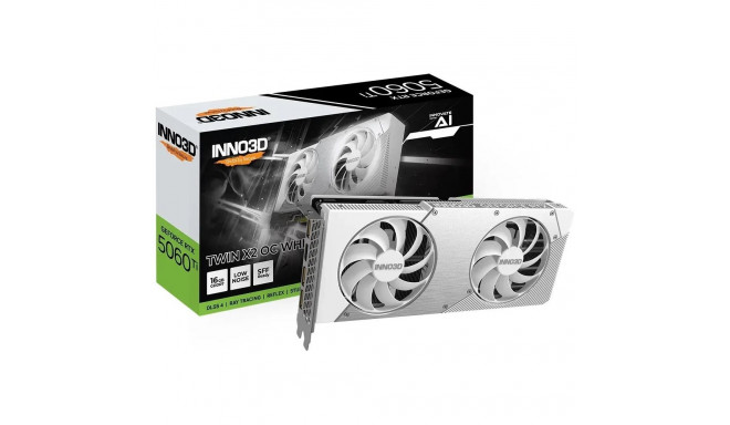 Inno3D GeForce RTX 5060 Ti Twin X2 OC valge 16GB GDDR7 DLSS4 graafikakaart (N506T2-16D7X-191073W)