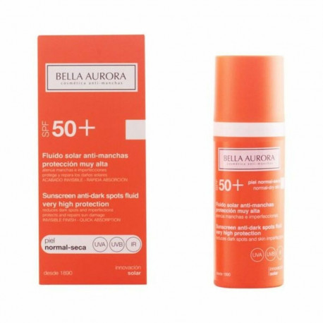 Anti-Brown Spot jumeühtlustamise päikeselosjoon Bella Aurora 2526108 Spf 50 Spf 50+ 50 ml