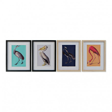 Maal DKD Home Decor S3013651 Linnud Troopiline (35 x 2 x 45 cm) (4 Ühikut)