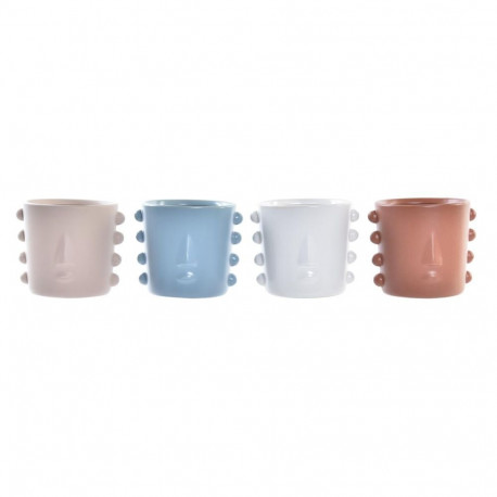 Lillepott DKD Home Decor Nägu Keraamika (15 x 13 x 12,5 cm) (4 Ühikut)