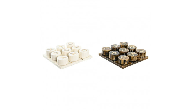 Dekoratiivkuju DKD Home Decor Lauamäng 20,5 x 20,5 x 5 cm Valge Merevaik Metallik Kaasaegne
