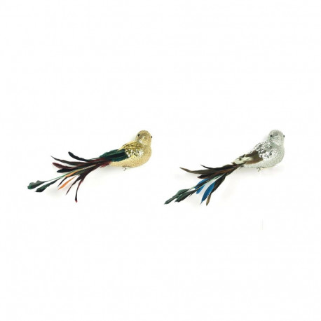 Jõuluehe DKD Home Decor Polüester Ptak Litrid (26 x 5 x 7 cm) (2 Ühikut)