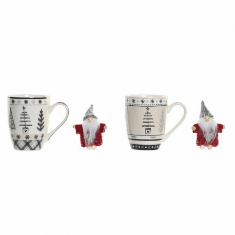 Velika Šalica DKD Home Decor Roosa Must Portselan Bone China (360 ml) (2 Ühikut)