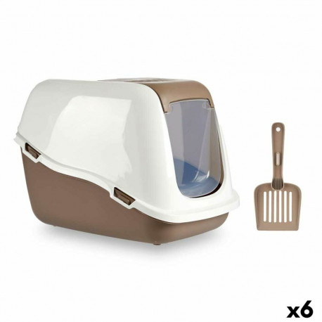 Cat Litter Box Mascow 87845 87845 White Beige Plastic 39,7 x 57 x 39 cm 39,7 x 32,5 x 57 cm (6 Units