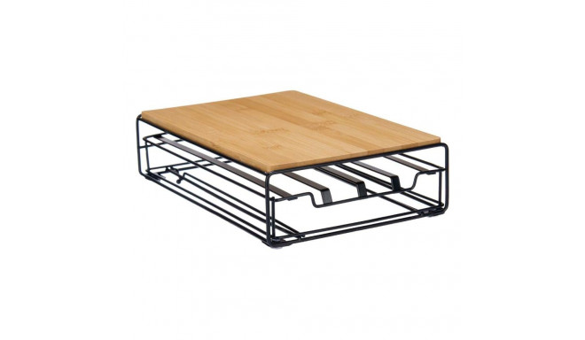 Kohvikapsli Organisaator Kinvara W6358S-B NESPRESSO L Pruun Must Metall Bambus 21 x 57 x 8,5 cm