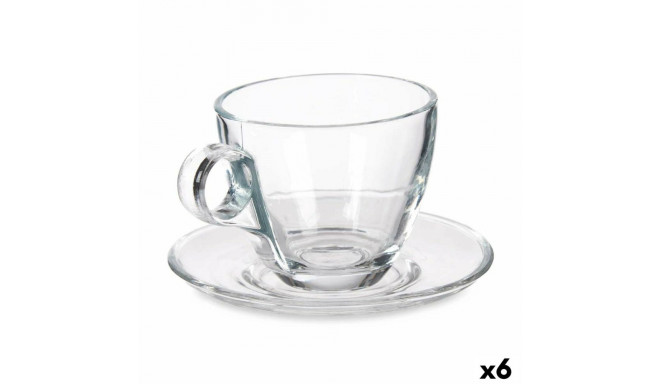 Cup with Plate Vivalto 41088 41088 Transparent Glass 170 ml (6 Units)