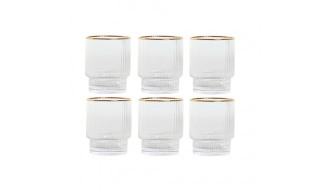 Set of glasses Home ESPRIT Transparent Golden Crystal 320 ml (6 Units)