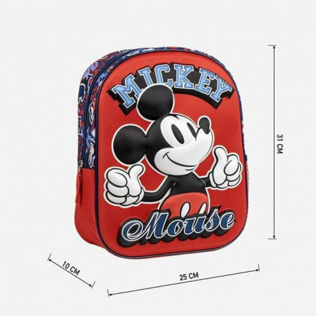 School Bag Mickey Mouse Red 25,0 x 31,0 x 10,0 cm