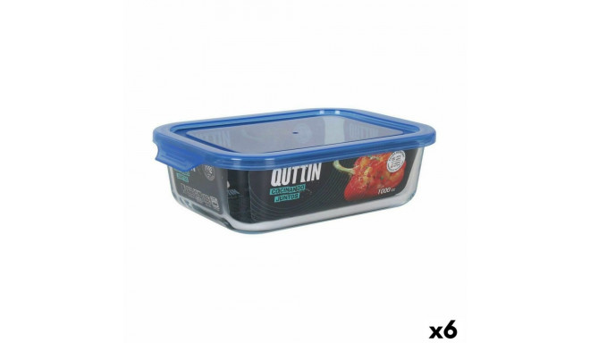 Hermetic Lunch Box Quttin Blue Transparent Rectangular 1 L (6 Units)