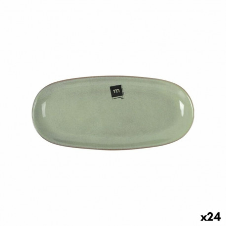 Serving Platter La Mediterránea Macarella green Oval 25 x 12 x 2,2 cm (24 Units)