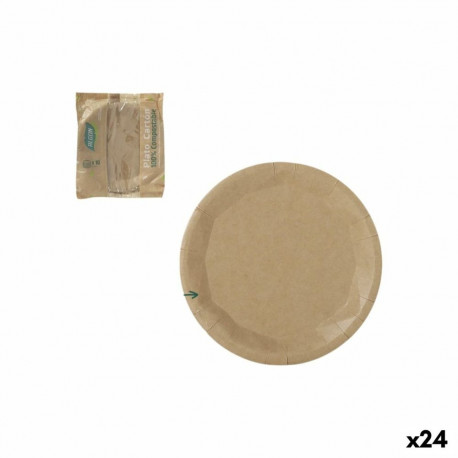 Plate set Algon Brown 22 cm 10 Pieces (24 Units)