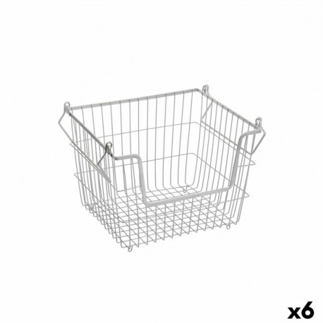 Multi-purpose basket Confortime Grey Metal 32 x 27 x 23 cm (6 Units)