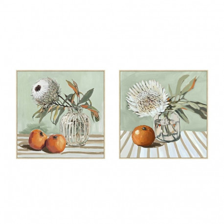 Kangas Home ESPRIT Kollane Valge Punane Roheline Cottage 83 x 4,5 x 83 cm (2 Ühikut)