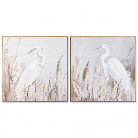 Maal Home ESPRIT Valge Beež Hall Linnu Idamaine 80 x 3,5 x 80 cm (2 Ühikut)