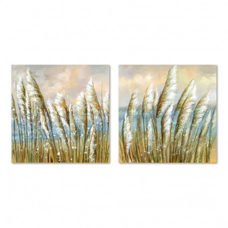 Maal Home ESPRIT Sinine Kuldne Rand Vahemere 80 x 3 x 80 cm (2 Ühikut)