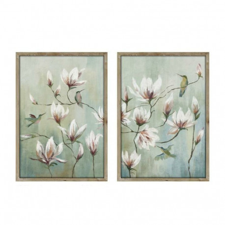 Maal Home ESPRIT Sinine Valge Kwiaty Idamaine 50 x 2,5 x 70 cm (2 Ühikut)