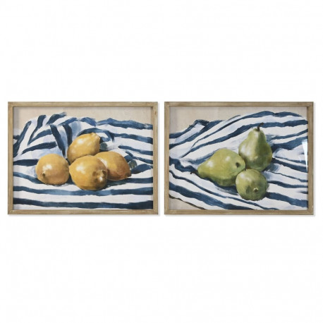 Maal Home ESPRIT Kollane Sinine Valge Roheline Puuvili Vahemere 60 x 2,5 x 45 cm (2 Ühikut)