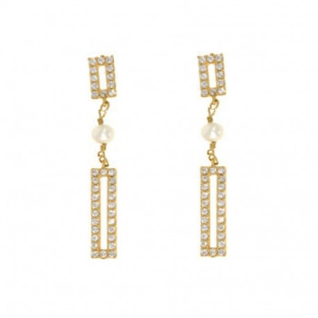 Ladies' Earrings New Bling 9NB-PRL11C Golden