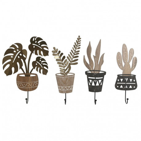 Seina riidepuu Home ESPRIT Naturaalne Metall Puit MDF 16 x 4 x 30 cm (4 Ühikut)