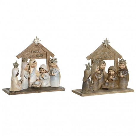 Christmas nativity set DKD Home Decor Blue Brown Golden Resin 17 x 7 x 15,5 cm 7 x 7 x 15,5 cm (2 Un