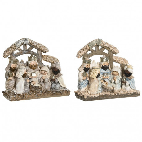 Christmas nativity set DKD Home Decor Blue White Brown Resin 20 x 7 x 17,5 cm (2 Units)
