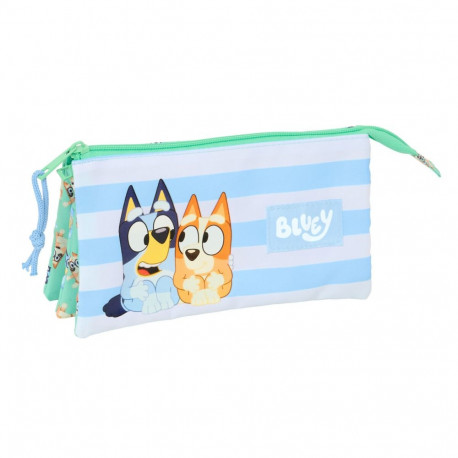 Kolme tõmblukuga pliiatsikarp Bluey Sisters Roheline 22 x 12 x 3 cm