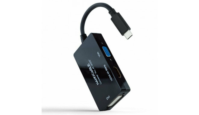 USB-C to VGA/HDMI/DVI Adapter NANOCABLE 10.16.4301-ALL 20 cm Black