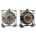 Table clock Home ESPRIT Golden Silver Vintage (2 Units)