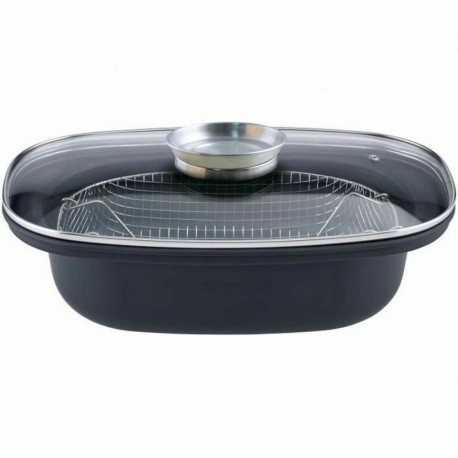 Frying pan with basket GSW 414593 Black Glass Stainless steel Enamelled Steel