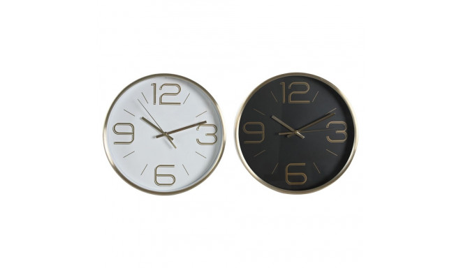 Seinakell DKD Home Decor Valge Must Kuldne Alumiinium Ø 25 cm 25 x 4 x 25 cm (2 Ühikut)