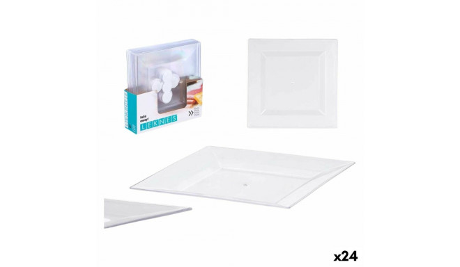 Plate set Leknes CK80668-1-T CK80668-1-T Transparent polystyrene Plastic 27,3 x 2,3 x 27,3 cm (24 Un